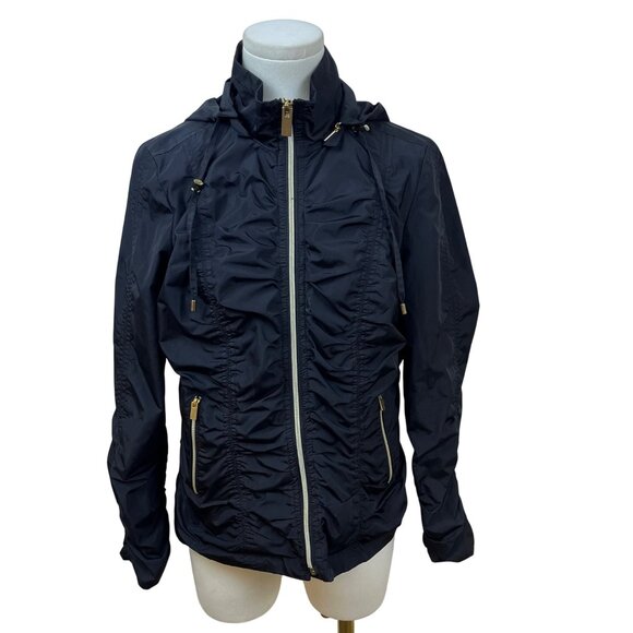 Alfani Petite Womens Black Lightweight Polyester Jacket Full Zip Hood Size P/S - Picture 1 of 7